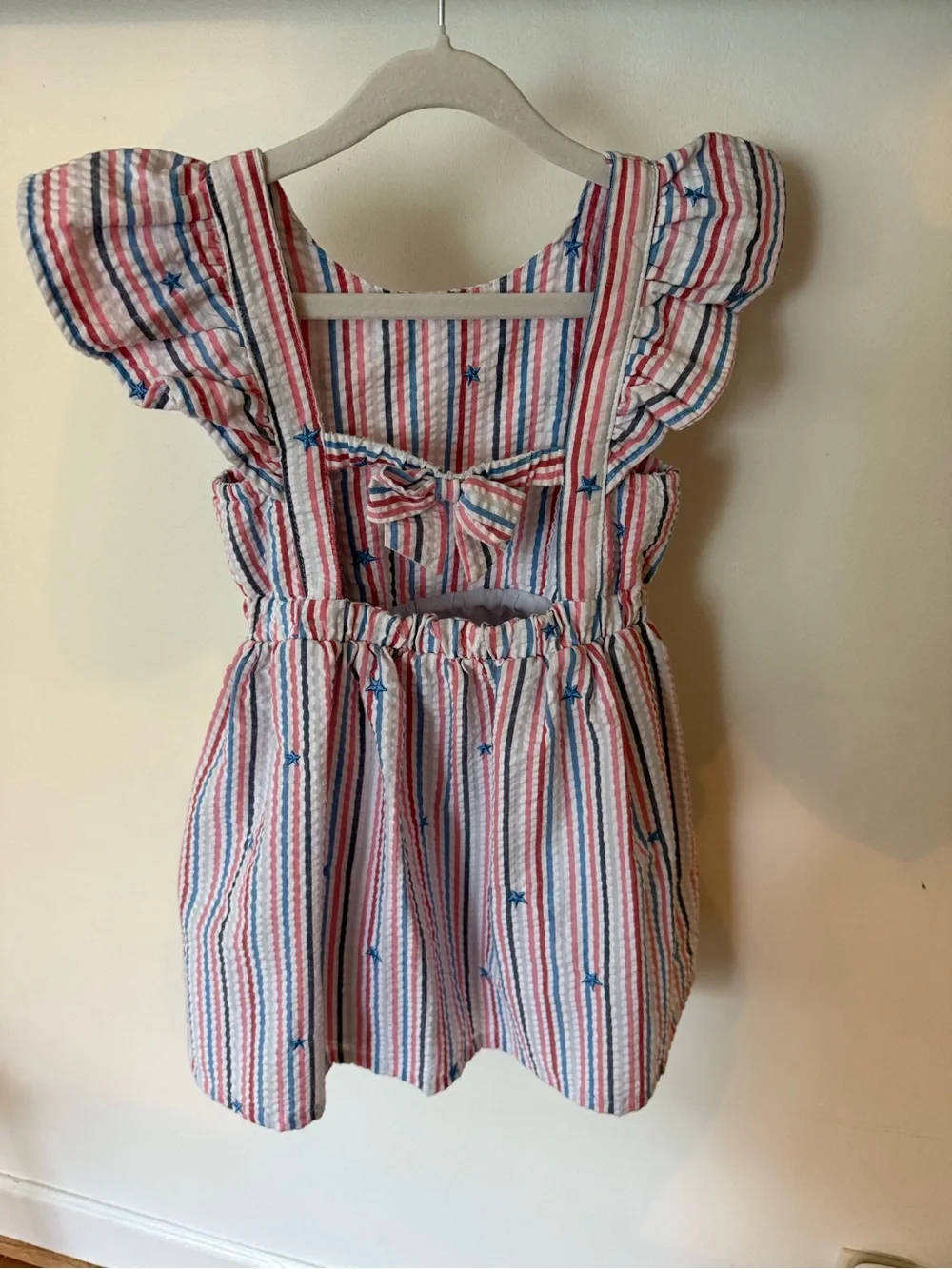 Cat & Jack Red, White & Blue Striped Star Ruffle Dress